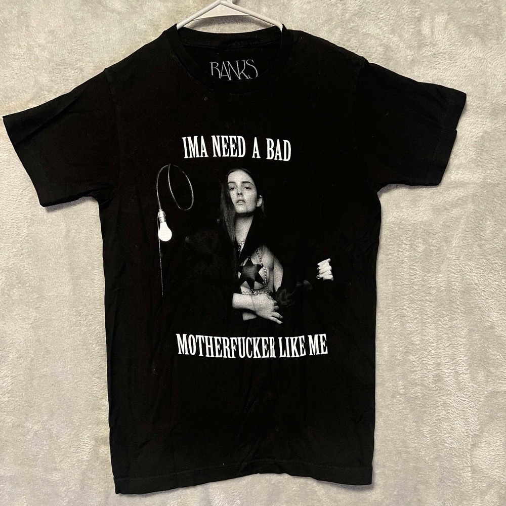 Banks Womens Size Small Black Crew Neck Shirt Ima Need A Bad Mfer Like Me Tee SM